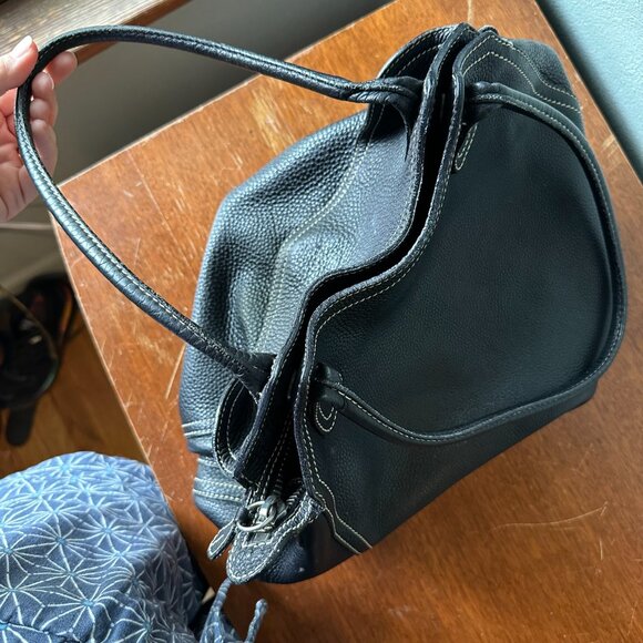 PRADA {VINTAGE} 1990's Hobo Slouch Bag | black pebbled leather - Picture 5 of 15